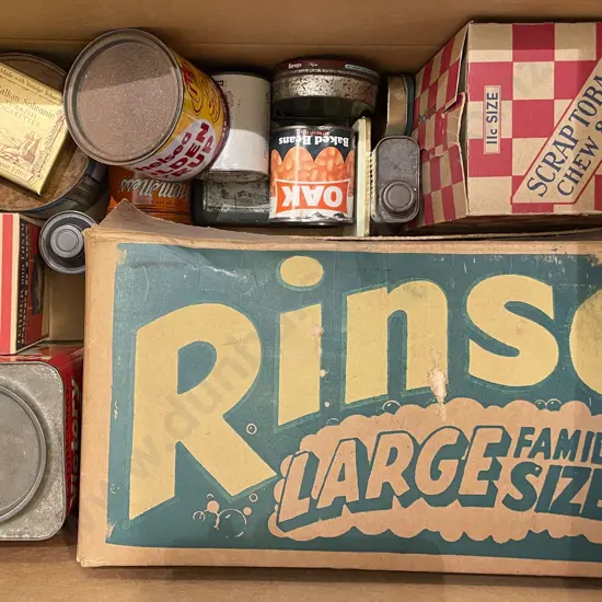 Box of Assorted Vintage Tins & Cardboard Boxes