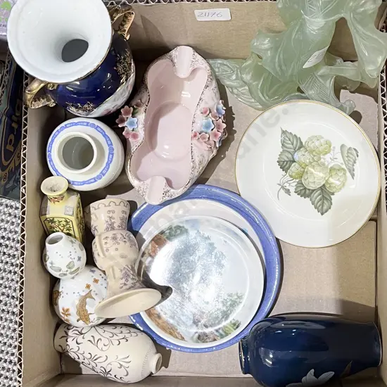 Small Box of Assorted China including Small Royal Worcester Dish
