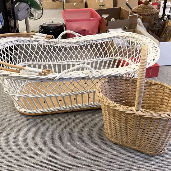 Vintage Cane Bassinet and Carry Basket