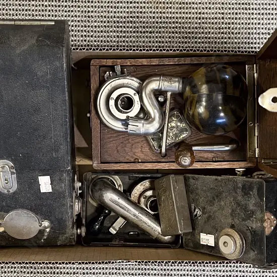 Three Vintage Table Top Small Gramophones