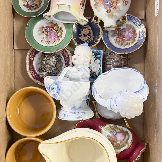 Small Box of Assorted China & Ornaments