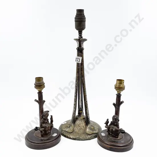 Pair of Table Lamps Together with Art Nouveau Lamp (AF)