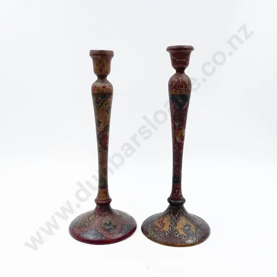 Pair of Indian Wooden Candlesticks