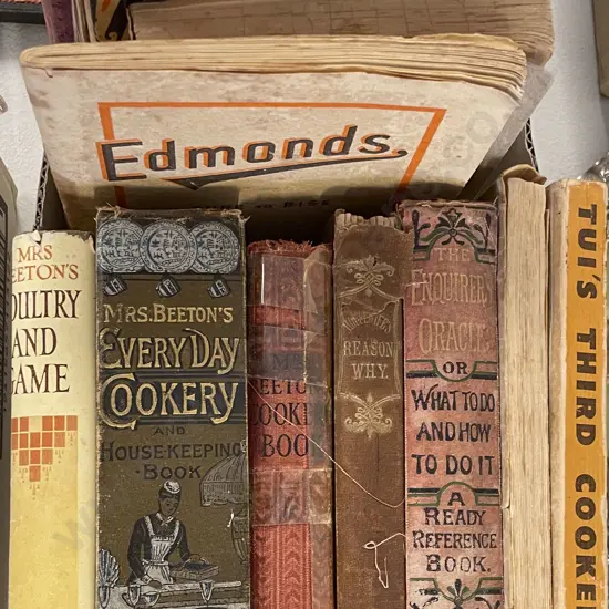 Small Box of Vintage Cooking References Including Mrs. Beeton's