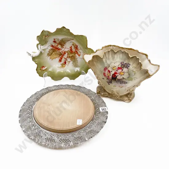 S/P Circular Cheeseboard Together with Floral Decorated Vase etc