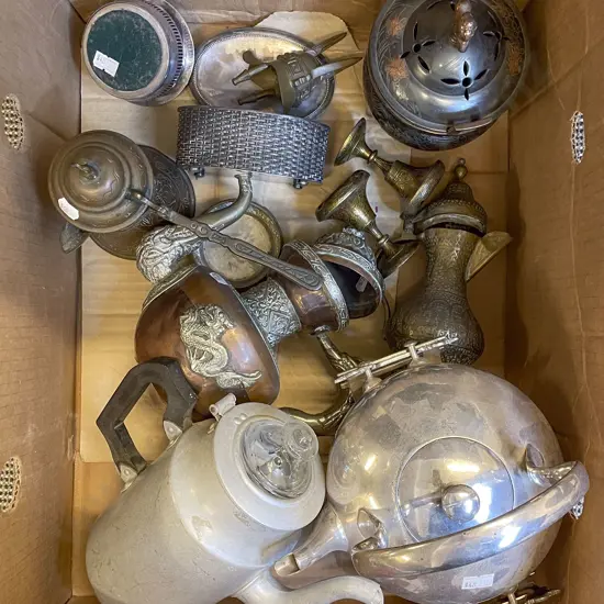 Box of Assorted Metal Ware