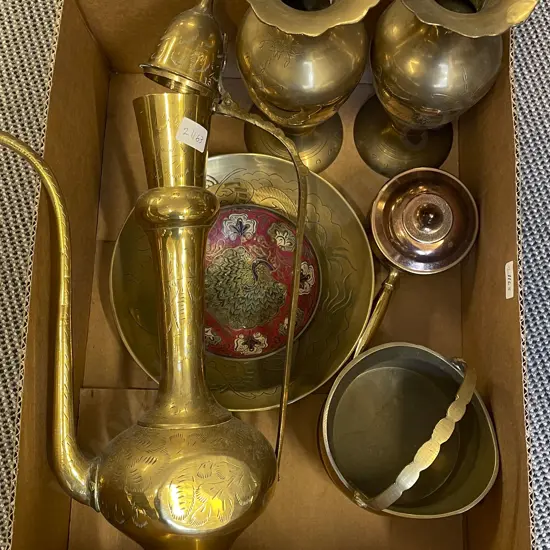 Box of Assorted Brassware