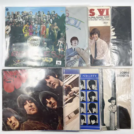 Eight Assorted "The Beatles" With a "John Lennon" Vintage Vinyl Records