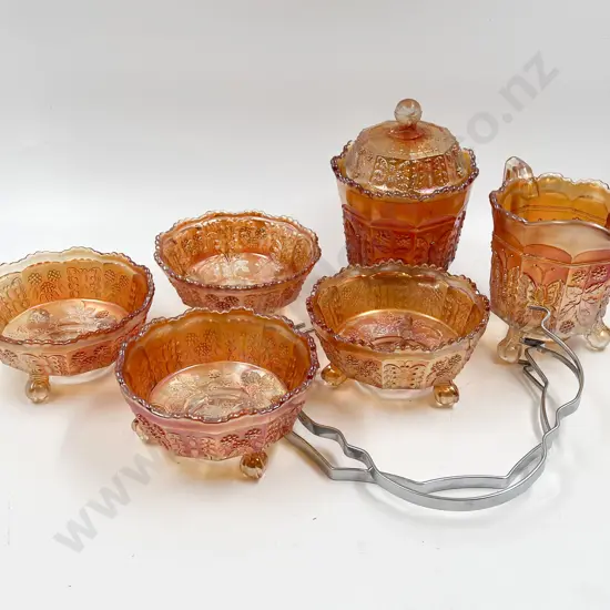 Six Pieces of Assorted Carnival Glass