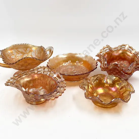 Four Pieces of Assorted Carnival Glass