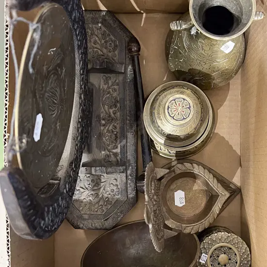 Small Quantity of Brassware Together with Gong