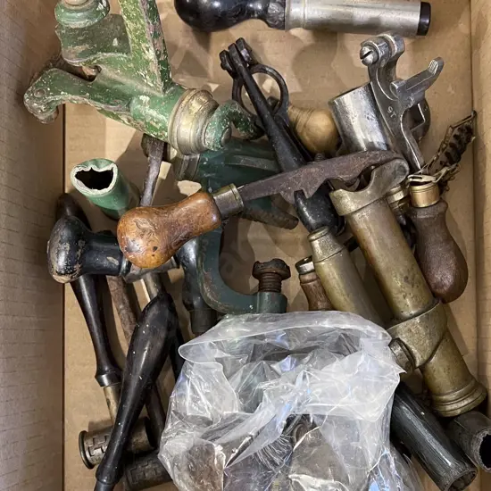 Small Box Quantity of Assorted Vintage Bullet Making Tools