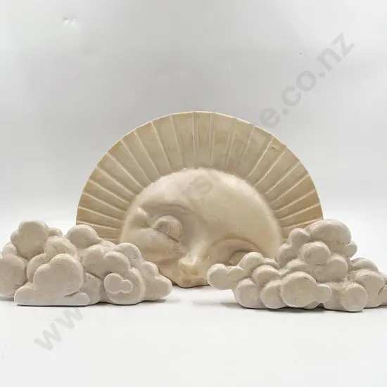 Vintage Plaster Ornament of The Sun and Clouds