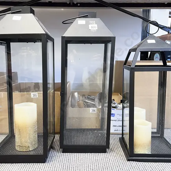 Three Lantern Form Candleholders