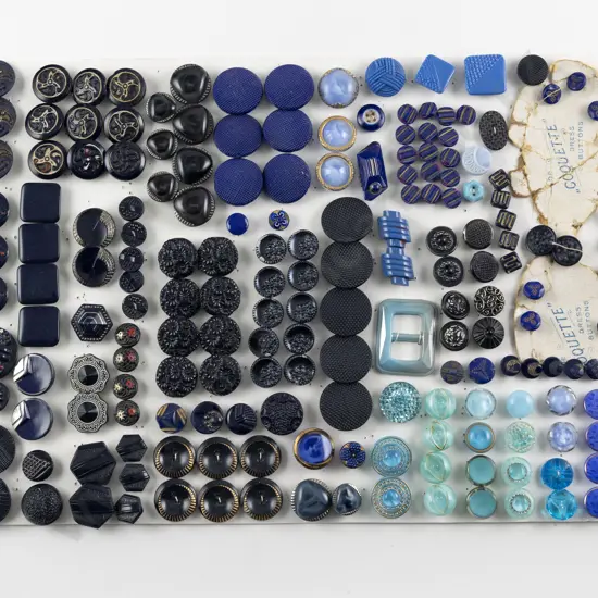 Collection Victorian & Art Deco Blue Glass Buttons