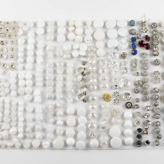 Collection Victorian & Art Deco White & Diamante Glass Buttons