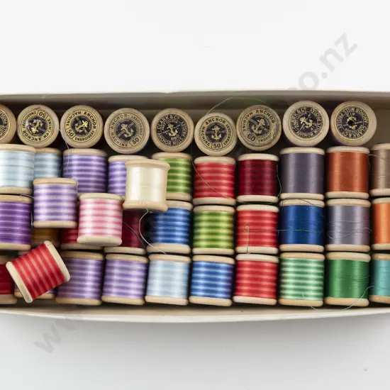 Vintage Clarks Paisley & Machine Embroidery Cottons on Wooden Reels