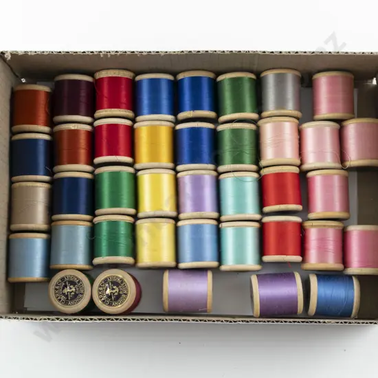 Vintage New & Used Clarks Paisley & Machine Embroidery Cottons on Wooden Reels