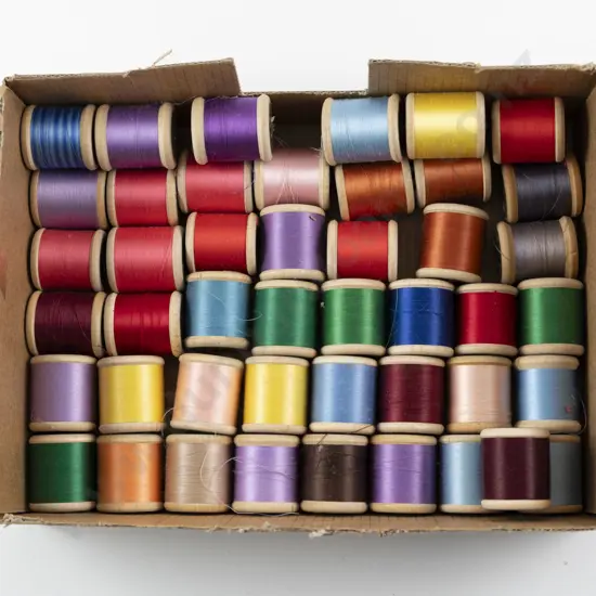Vintage New & Used Clarks Paisley & Machine Embroidery Cottons on Wooden Reels