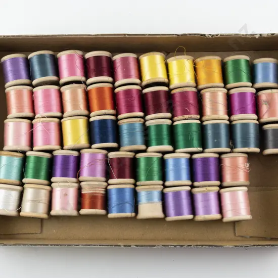 Vintage New & Used Clarks Paisley & Machine Embroidery Cottons on Wooden Reels