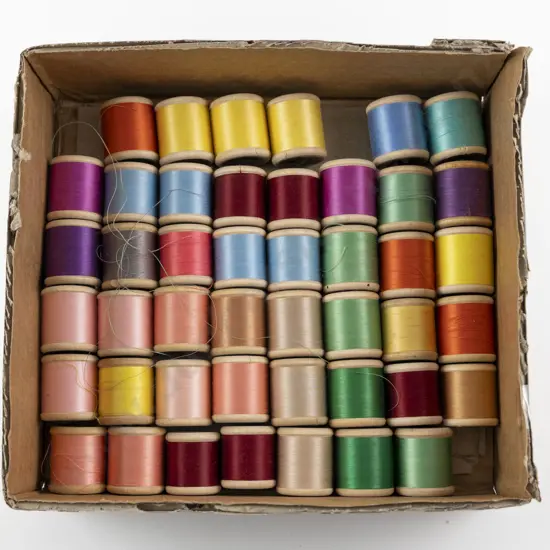 Vintage New & Used Clarks Paisley & Machine Embroidery Cottons on Wooden Reels