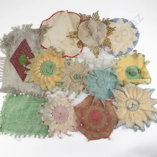 Collection of Crocheted & Beaded Jug Doily Covers