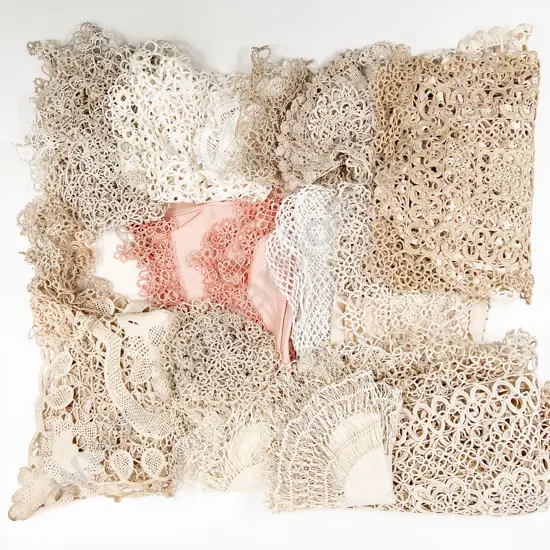 Collection of Various Tatting & Crocheted Table Covers & Doilies