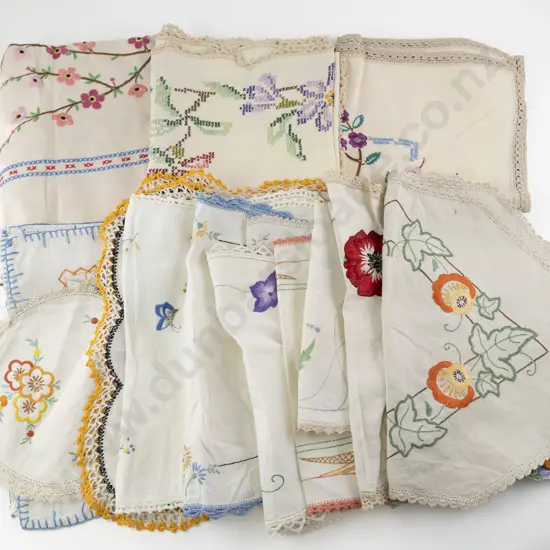 Three Vintage Tablecloths & Selection Doilies