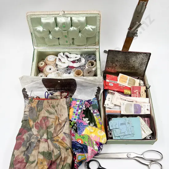Sewing Box & Quantity Various Sewing Accessories