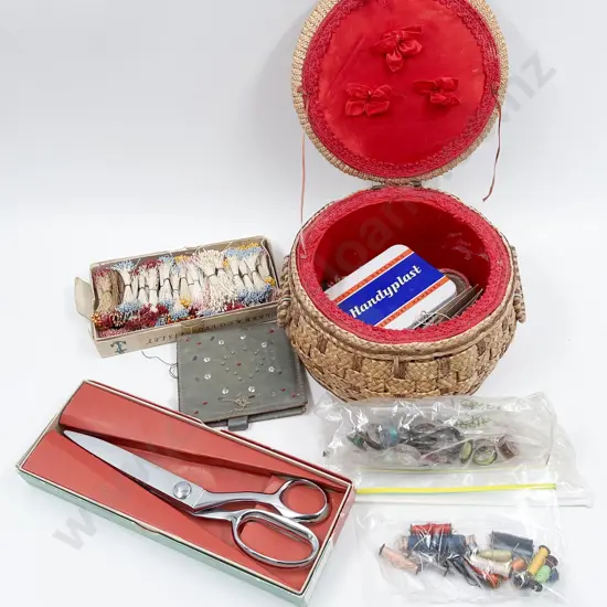 Sewing Box & Quantity Various Sewing Accessories