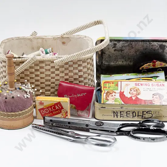 Sewing Box & Quantity Various Sewing Accessories