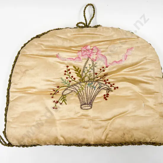 Late Victorian Silk Satin Embroidered Quilted Tea Cosy (a/f) and Eight Vintage Tea Cosies