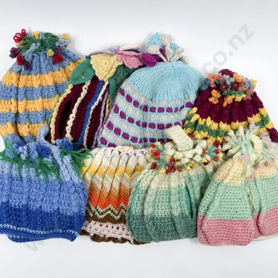 Eight Various Vintage Knitted & Crocheted Tea Cosies