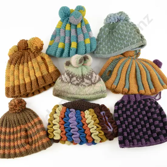Eight Various Vintage Knitted & Crocheted Tea Cosies