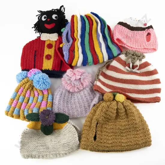 Eight Various Vintage Knitted & Crocheted Tea Cosies