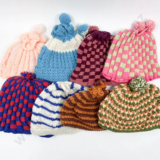 Eight Various Vintage Knitted & Crocheted Tea Cosies