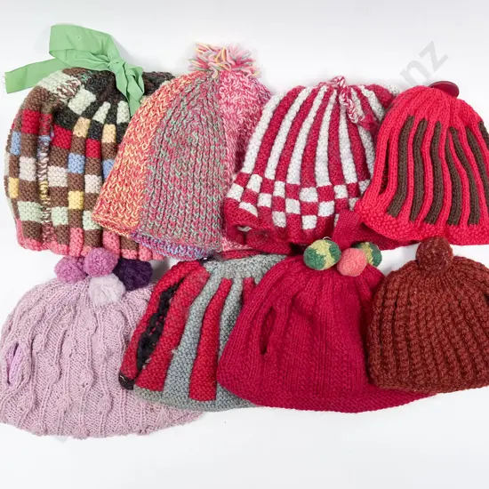 Eight Various Vintage Knitted & Crocheted Tea Cosies