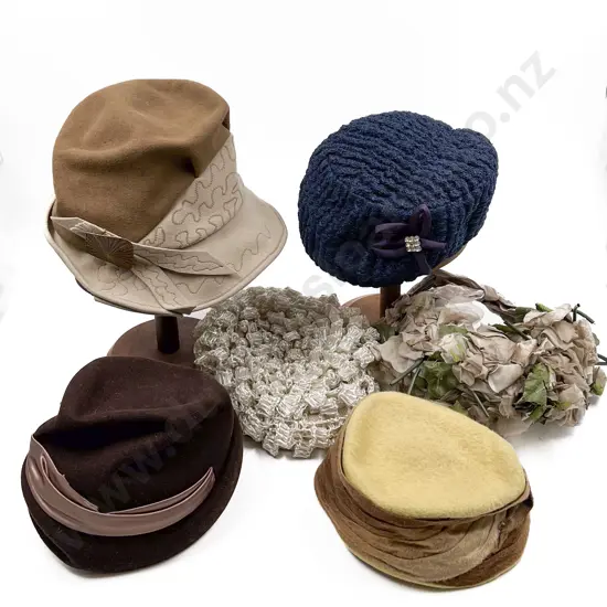 Six Various Vintage Hats