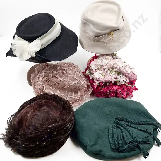 Six Various Vintage Hats