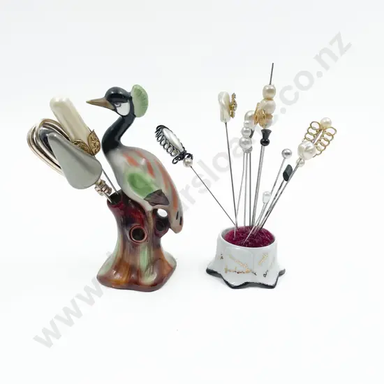 Two Pin Holders & Various Hat Pins