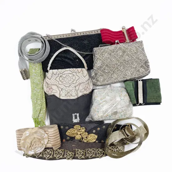 Four Vintage Beaded Evening Purses Cloth Purse & Vintage Belts