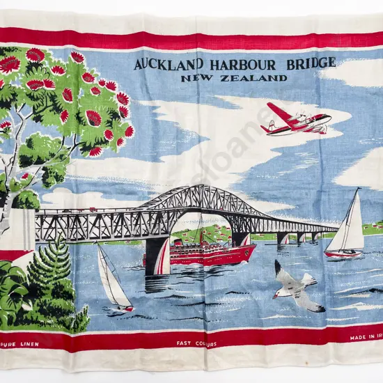 Made in England Auckland Harbour Bridge Pure Linen Tea Towel