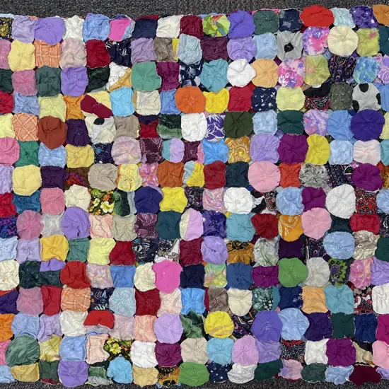 Mid C20th Synthetic Material YoYo Quilt