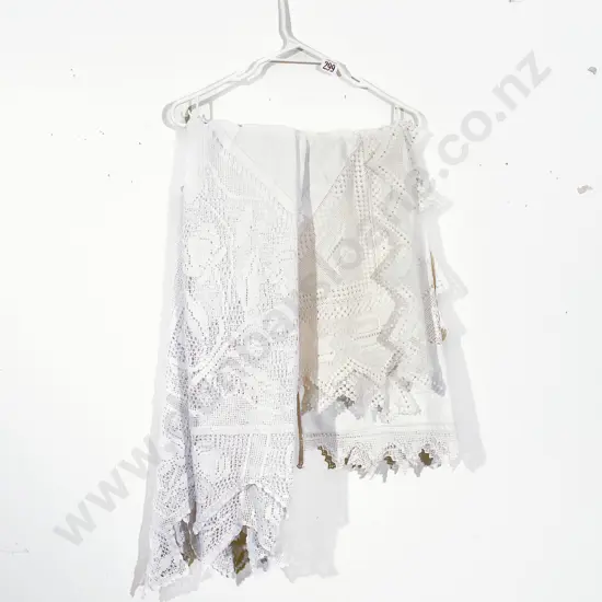 Edwardian Cotton Table Cover with Wide Lace Border & Two Others