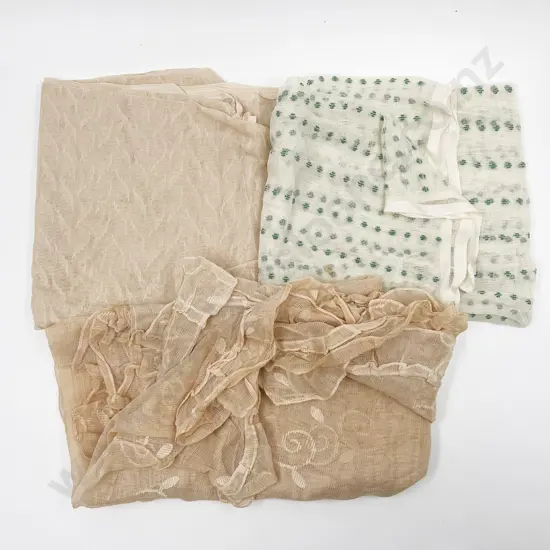 Two C1920s/1930s Net Curtains & Net Material Piece