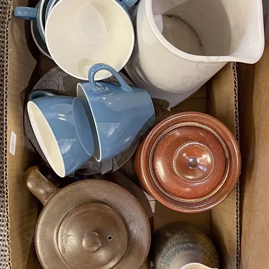 Small Box of Assorted Including Crown Lynn Jug (Faults)