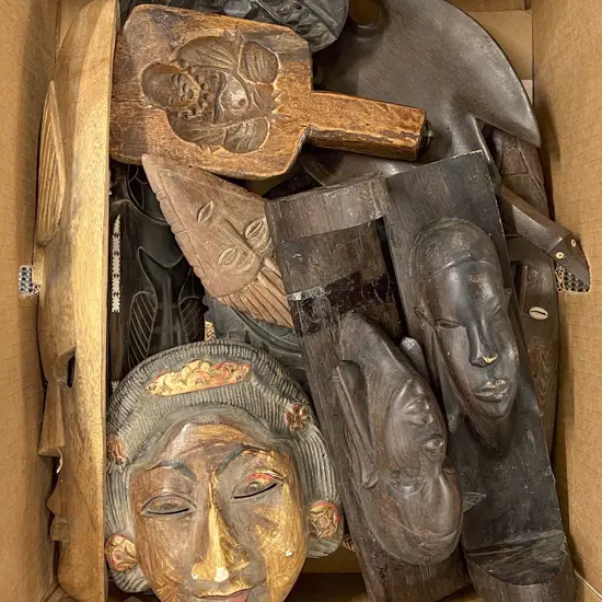 Box of Assorted Tourist Woodware