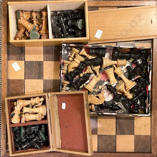 Vintage Chessboard with Assorted Pieces