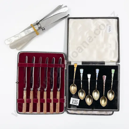 Small Quantity of Cutlery Including Enamelled Teaspoons