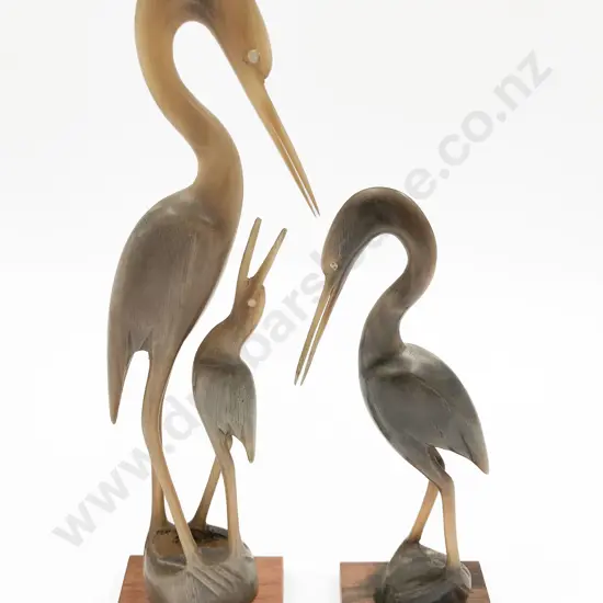 Two Carved Horn Herons